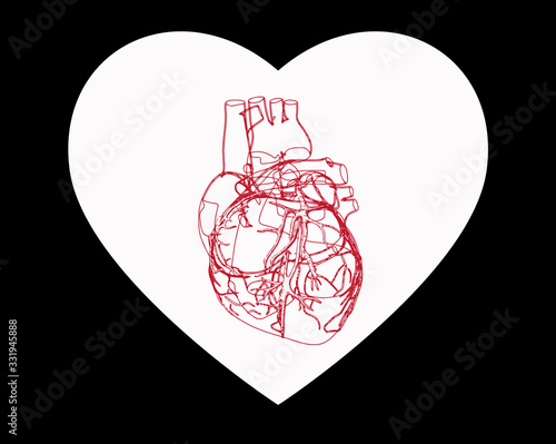 Red human heart drawing in heart symbol