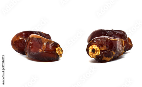 dried date fruit on the white background. Clipping path