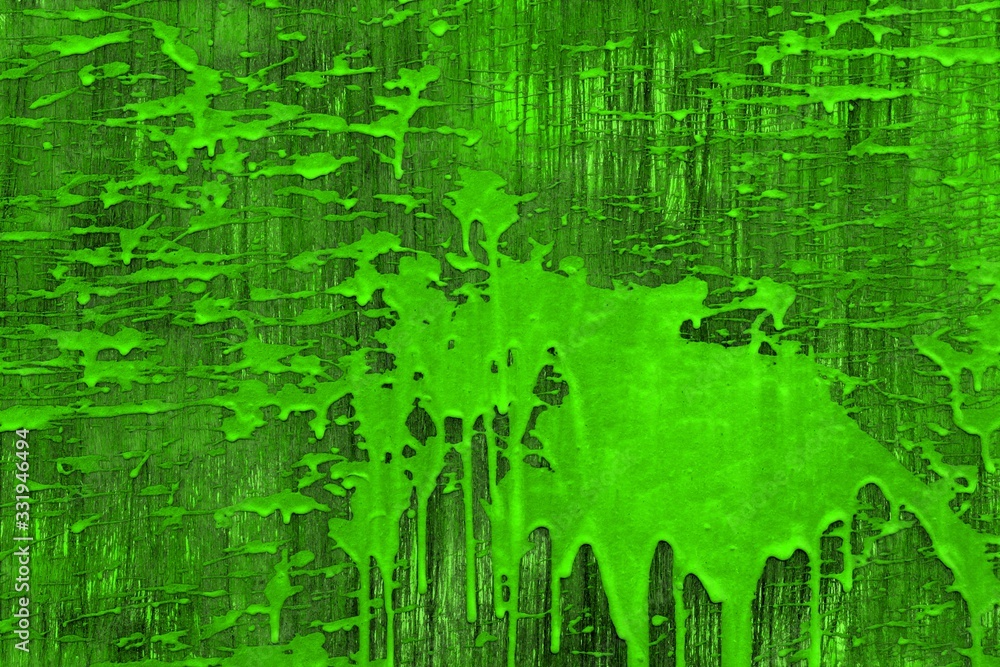 old green wall with paint drops texture - nice abstract photo background
