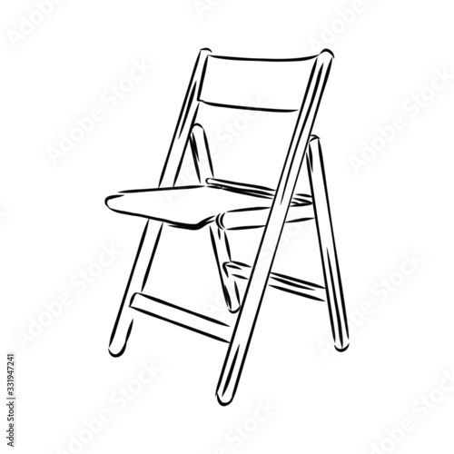 chair isolated on white background, folding chair sketch 