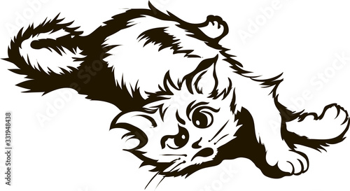 vector sketch of crazy lying cat