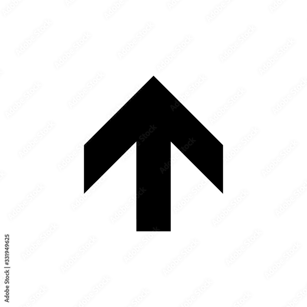 Up black arrow flat vector icon isolated on the white background Up black arrow flat vector icon isolated on the white background