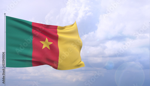 High resolution close-up flag of Cameroon. 3D illustration.