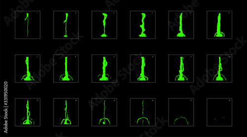 Shine liquid lightning animation effect. lightning effect sprite sheet. frame by frame classic animation sprite sheet for game, cartoon, video, animation or motion