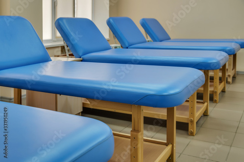 Room with couches for blood donation by a donor or ward for day care