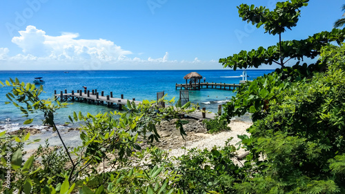Caribbean Sea coast, Cozumel, Yucatan, Mexico. Vacation Concept.