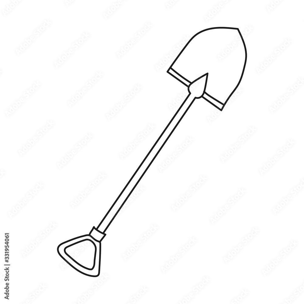 Garden shovel. Hand drawn simple vector icon.