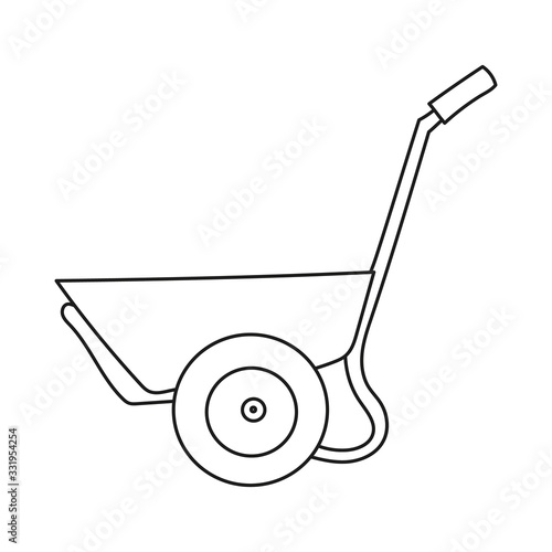 Simplified outline illustration of a wheelbarrow on a white background.