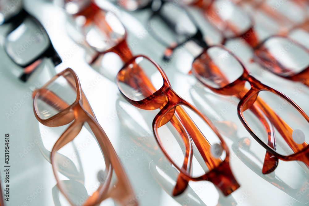 A set of glasses model on the table, close up