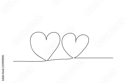 two heart , line drawing style,vector design