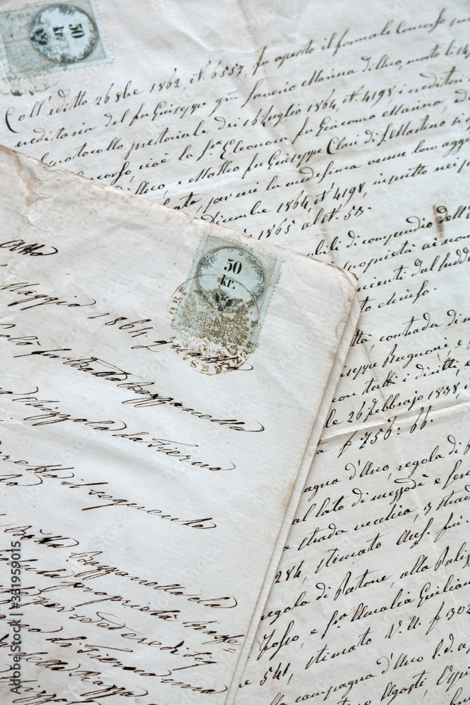 DETTAGLIO DI MANOSCRITTO ANTICO foto de Stock Adobe Stock