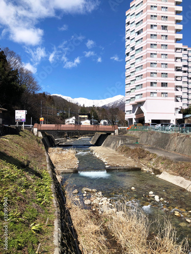 Wallpaper Mural japanese onsen town bridge over the river Torontodigital.ca
