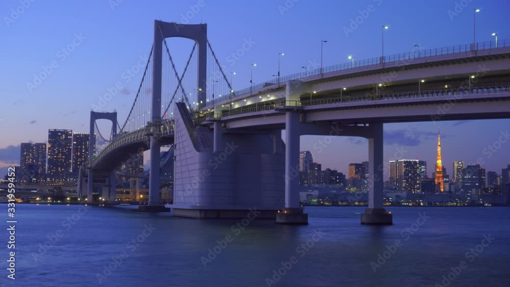 Tokyo Time lapse - Rainbow Bridge and Tokyo Tower Twilight Tokyo Time lapse - Rainbow Bridge and Tokyo Tower Twilight