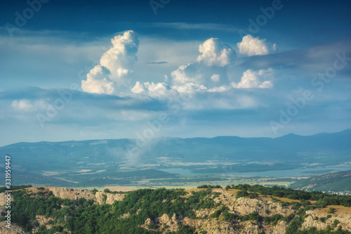 Crimea mountain valley with beautiful clouds in a sky