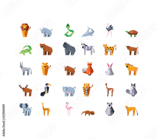 Fototapeta Naklejka Na Ścianę i Meble -  set of icons geometric wild animals