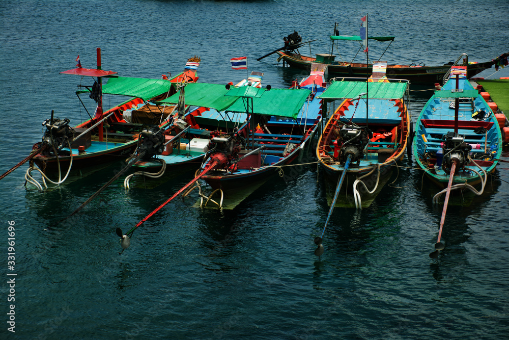A few boats next to Koh Tao island. Thailand. 