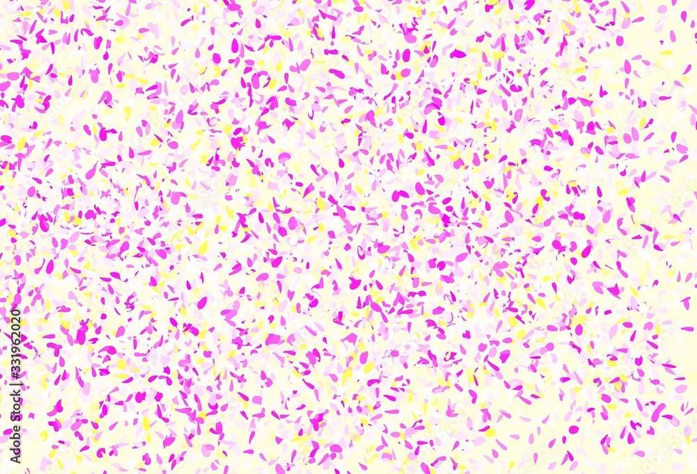 Light Pink, Yellow vector doodle layout with leaves.