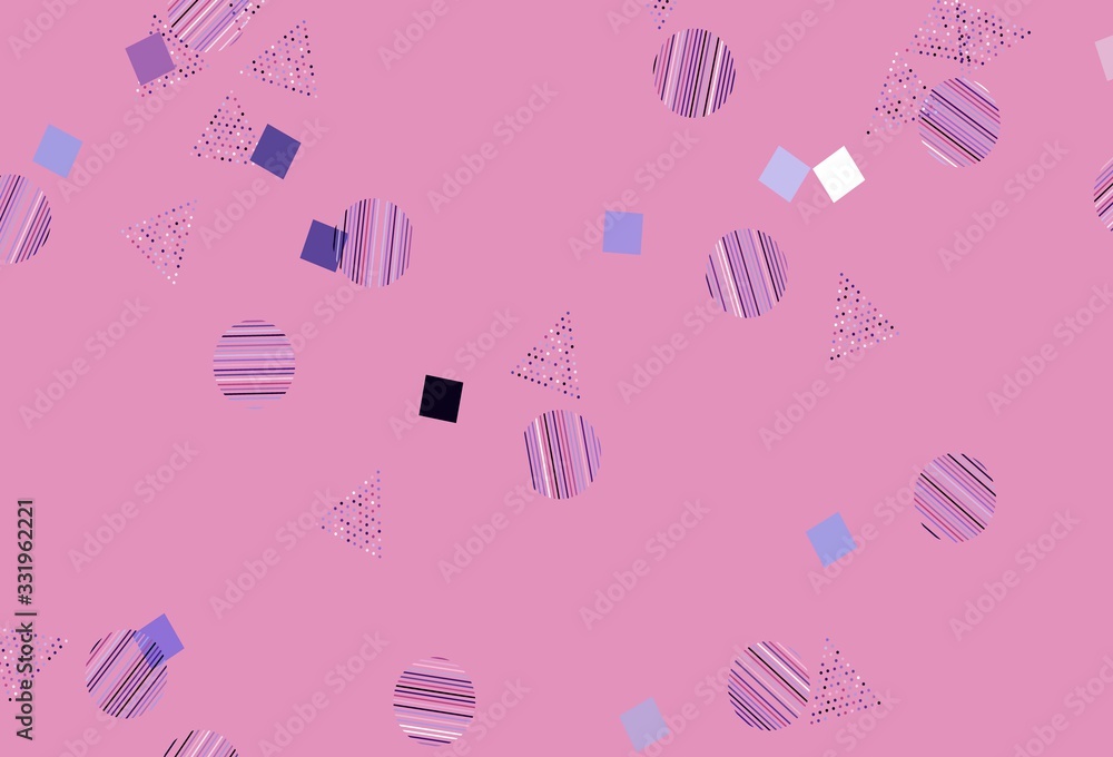 Light Purple, Pink vector template with crystals, circles, squares. Light Purple, Pink vector template with crystals, circles, squares.
