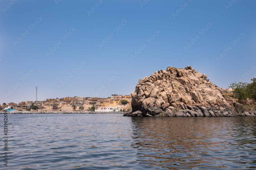 Nile River in Aswan Egypt, next to Agilkia Island.