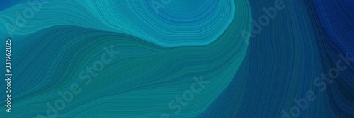 modern beautiful futuristic banner with teal, midnight blue and very dark blue color. curvy background design photo
