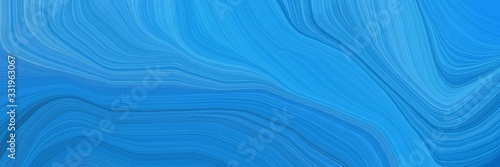 modern landscape orientation graphic with waves. modern curvy waves background illustration with dodger blue, corn flower blue and strong blue color © Eigens