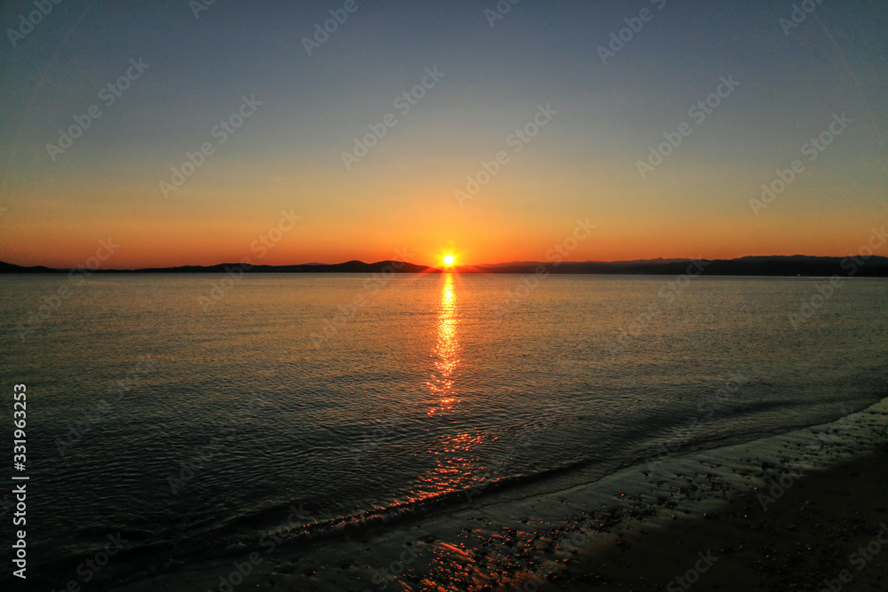 Naklejka premium Sunset in Halkidiki, Greece