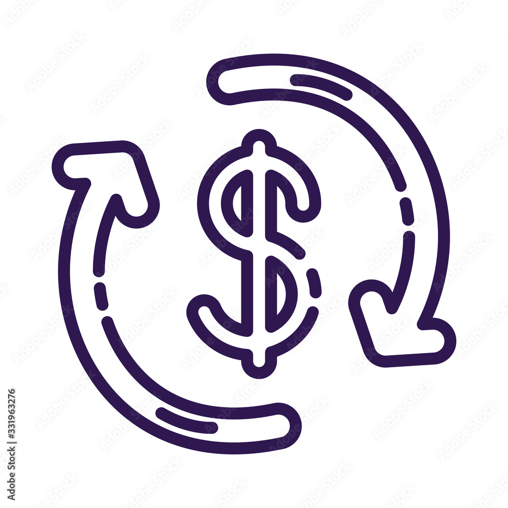 money symbol with arrows line style icon money symbol with arrows line style icon