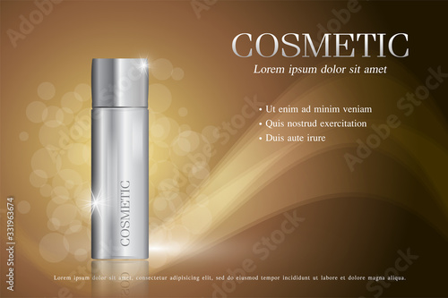 Cosmetic ads template ,sparkling background with glitter polka, vector design.