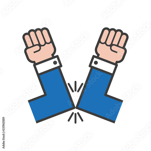 Greeting with your elbow. Simple vector illustration