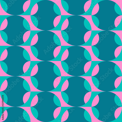 Rounded geometric forms. Abstract vector seamless pattern.