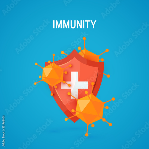 Immune system icon in cartoon style, vector