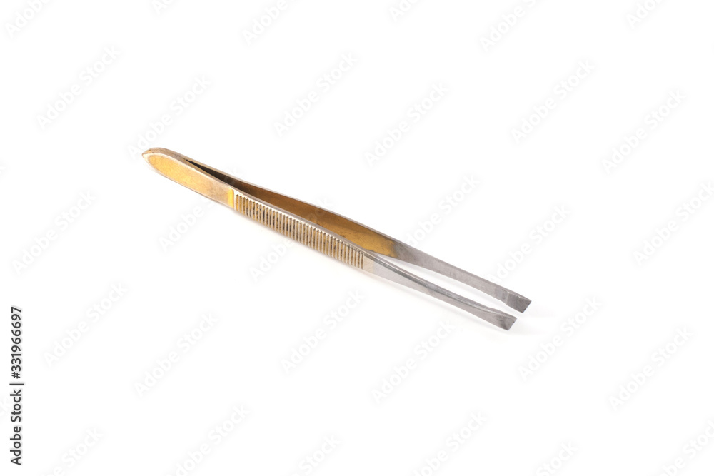 tweezers isolated close up on white background tweezers isolated close up on white background