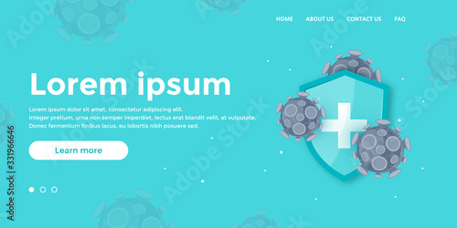 Immune system banner in cartoon style, vector