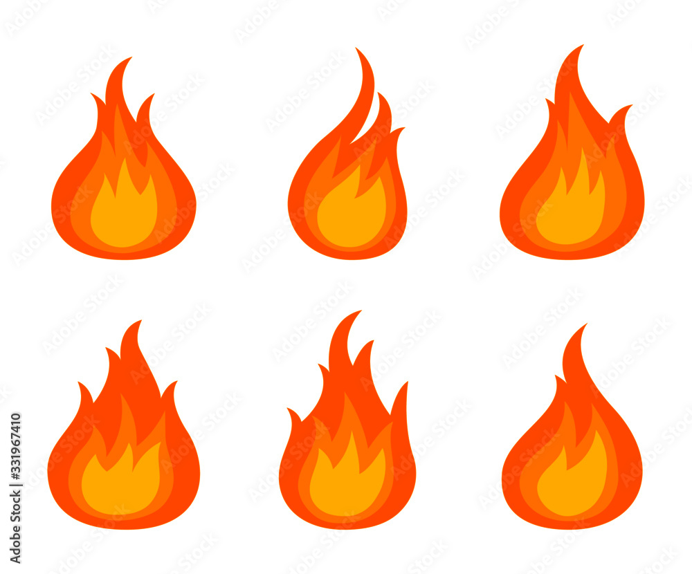 set of fire flames icons isolated on white background. vector Illustration. set of fire flames icons isolated on white background. vector Illustration.