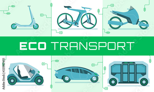 Vector illustration of modern urban ecological transport