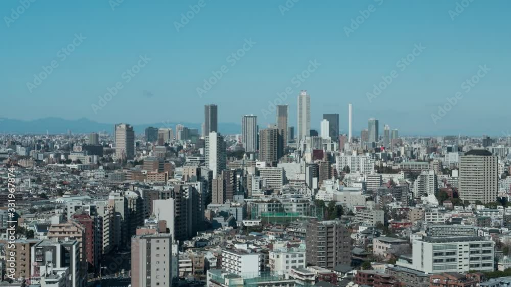 Aerial view of Ikebukuro district. Zoom out, 4K time-lapse Aerial view of Ikebukuro district. Zoom out, 4K time-lapse