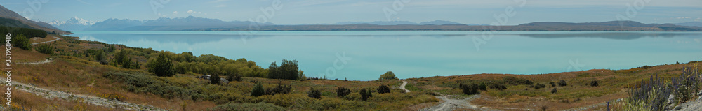 View of Mount Cook and Lake Pukaki on South Island of New Zealand
