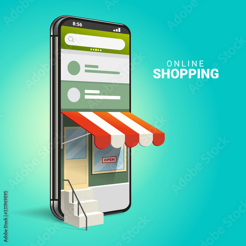 3D Online Shopping on Websites or Mobile Applications Concepts of Vector Marketing and Digital Marketing. with isometric smartphone design and perspective illustration. for online store promotion. photo