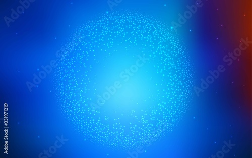 Light Blue, Red vector background with astronomical stars. Glitter abstract illustration with colorful cosmic stars. Smart design for your business advert.