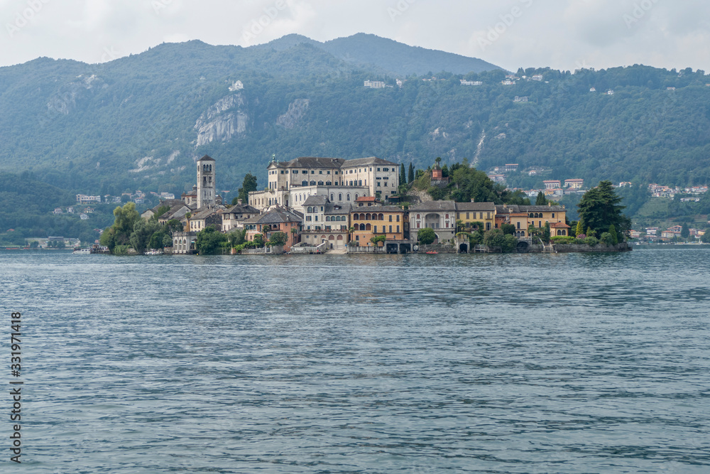 Landscape of the Island of San Giulio in Lake d'Orta