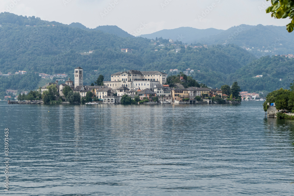 Lake front of the island of San Giulio In the Lake d'Orta