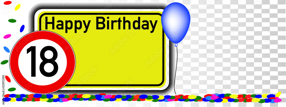 Naklejka premium Grußkarte 18 Jahre mit Textfreiraum