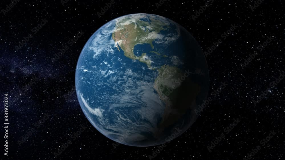 Looping planet earth rotation. Planet earth with atmosphere and stars background Looping planet earth rotation. Planet earth with atmosphere and stars background