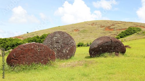 Pukaos en Puna Pau, Isla de Pascua, Chile photo