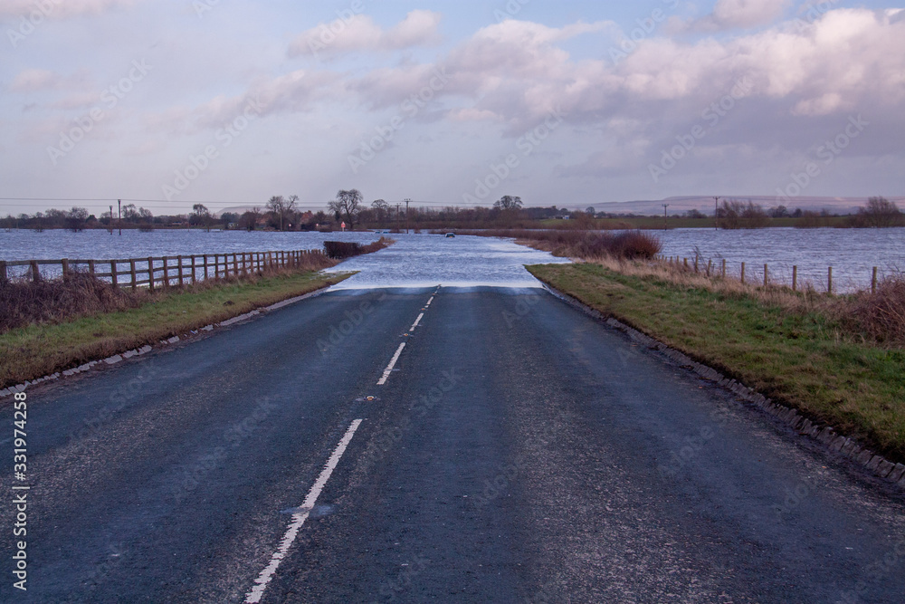Fototapeta premium Flooded Road in Yorkshire