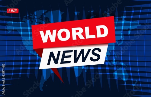 Breaking news. News broadcast and breaking news live on world map background. Vector illustration
