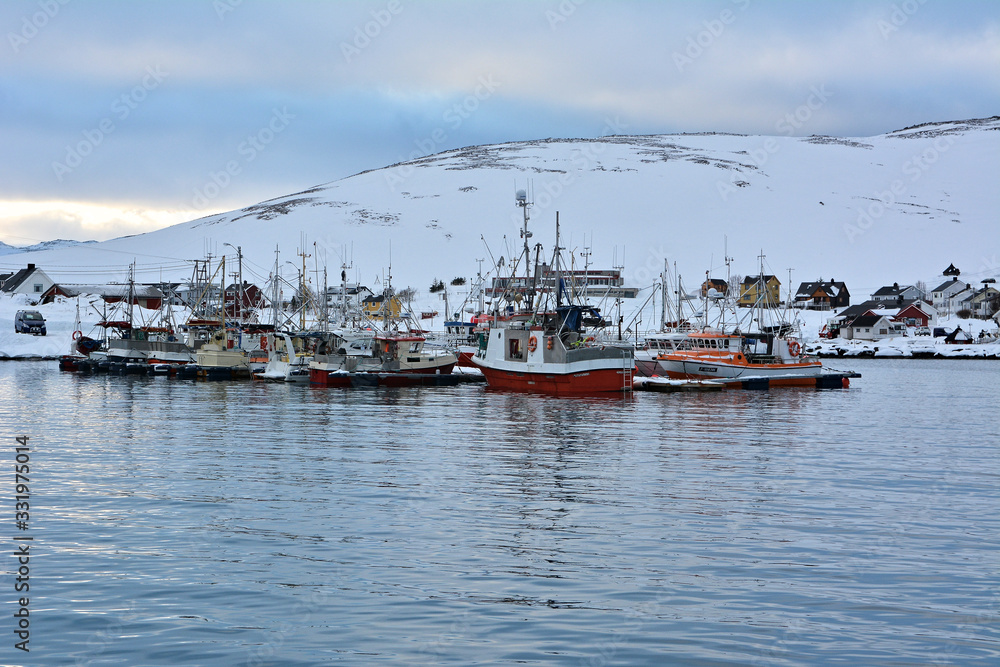 Fototapeta premium Skarsvag is a village in Nordkapp