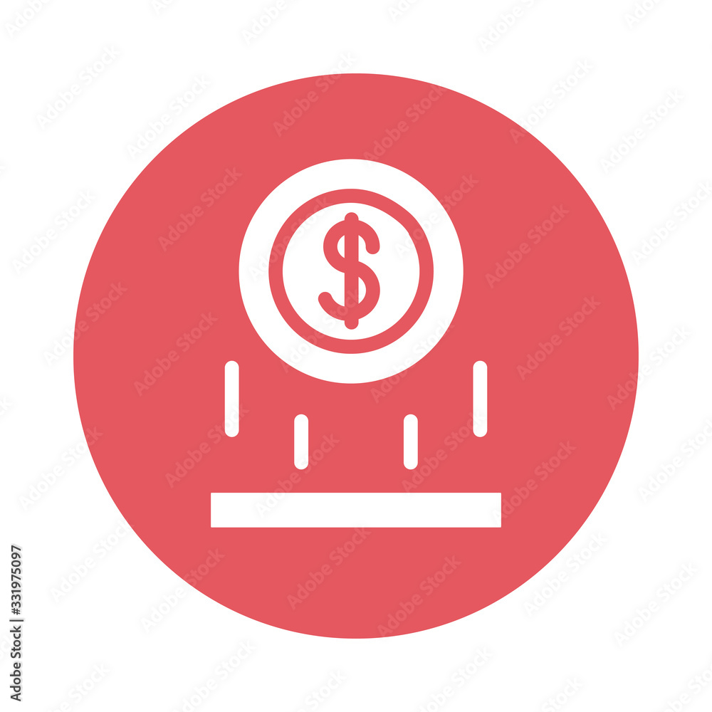 coin money dollar block style icon coin money dollar block style icon