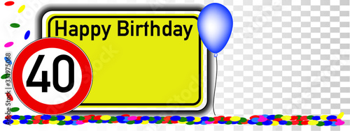 Grußkarte 40 Jahre mit Textfreiraum 