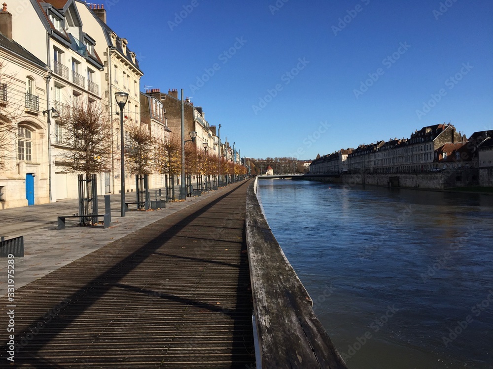 The quays of the Doubs river in Besançon, France